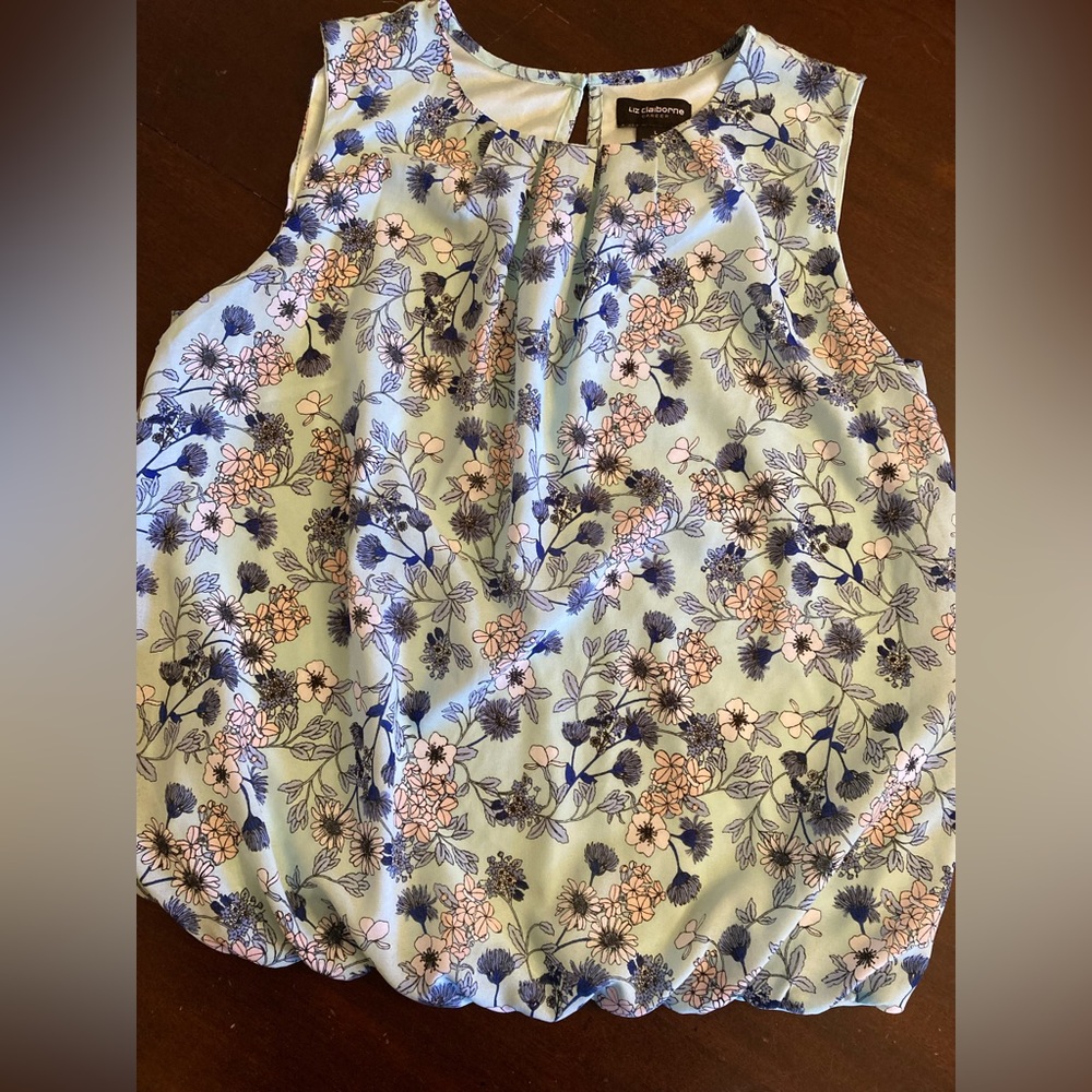 Sz L Liz Claiborne Career floral sleeveless blouse.